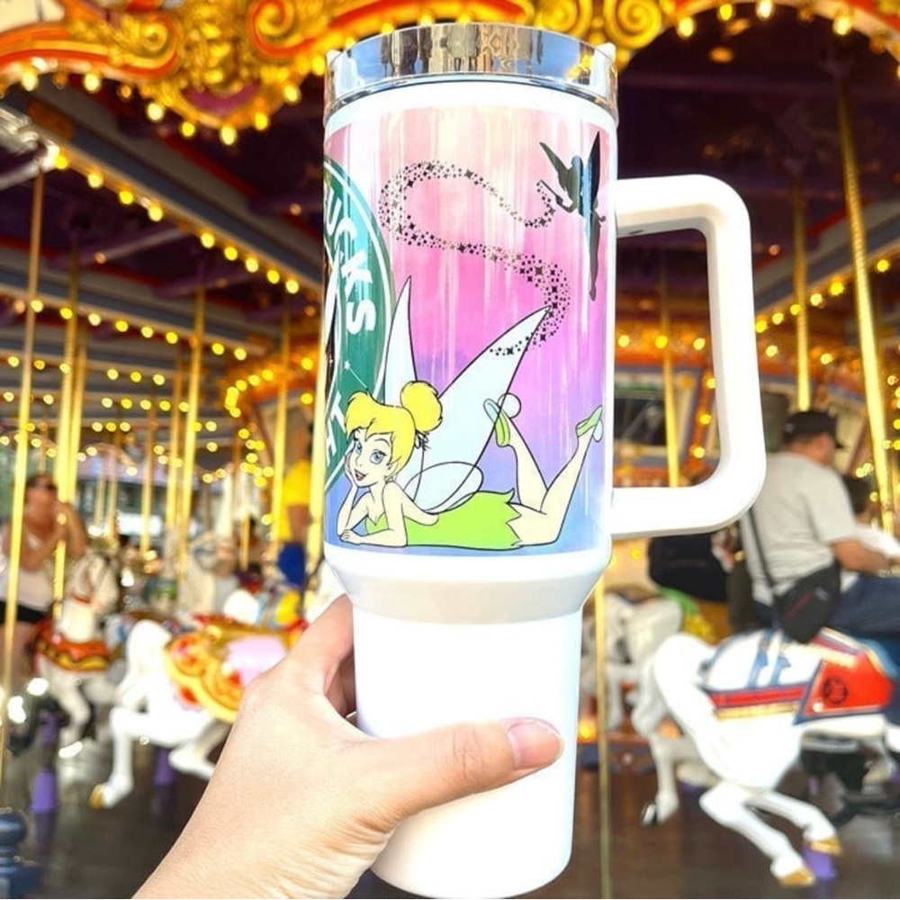 Disney Tinkerbell 40 oz Tumbler/Water bottle/Mug with hand carry handle. - Picture 7 of 8